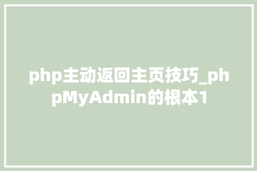 php主动返回主页技巧_phpMyAdmin的根本1