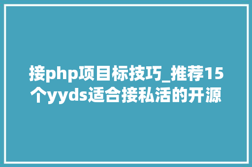 接php项目标技巧_推荐15个yyds适合接私活的开源项目
