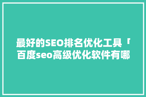 最好的SEO排名优化工具「百度seo高级优化软件有哪些」