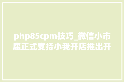 php85cpm技巧_微信小市廛正式支持小我开店推出开放组件和多项新能力