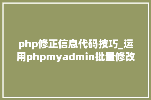 php修正信息代码技巧_运用phpmyadmin批量修改WordPress等博客文章信息