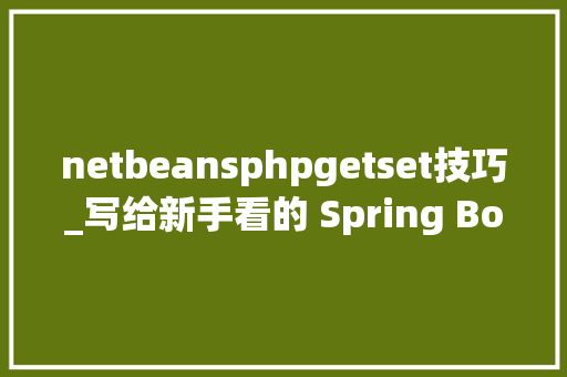netbeansphpgetset技巧_写给新手看的 Spring Boot 入门进修指南