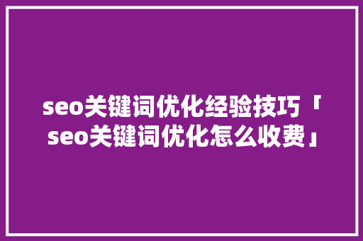seo关键词优化经验技巧「seo关键词优化怎么收费」