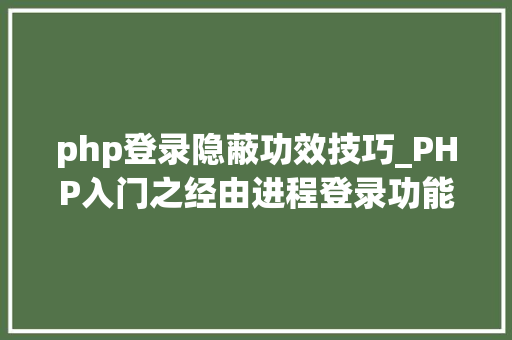 php登录隐蔽功效技巧_PHP入门之经由进程登录功能探索交互的秘密