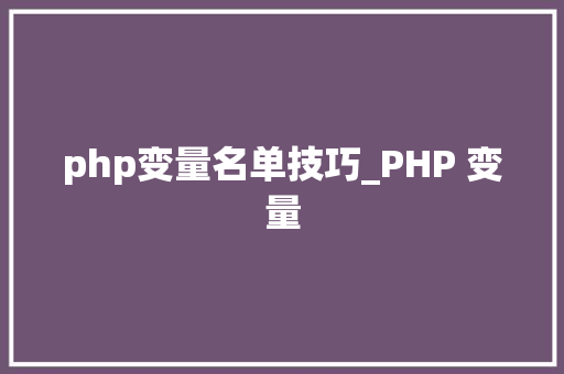 php变量名单技巧_PHP 变量