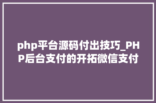 php平台源码付出技巧_PHP后台支付的开拓微信支付和支付宝支付