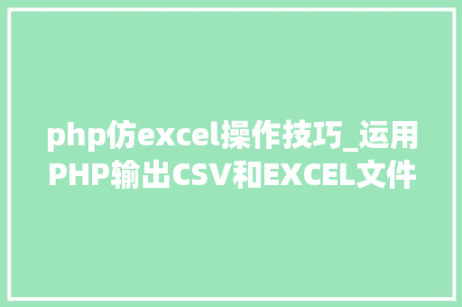 php仿excel操作技巧_运用PHP输出CSV和EXCEL文件的简单方法