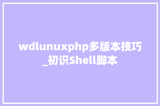 wdlunuxphp多版本技巧_初识Shell脚本