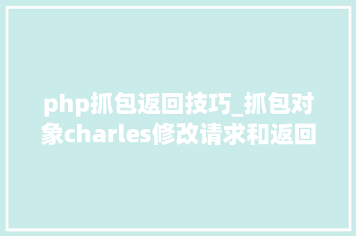 php抓包返回技巧_抓包对象charles修改请求和返回数据