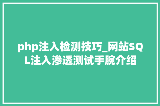php注入检测技巧_网站SQL注入渗透测试手腕介绍