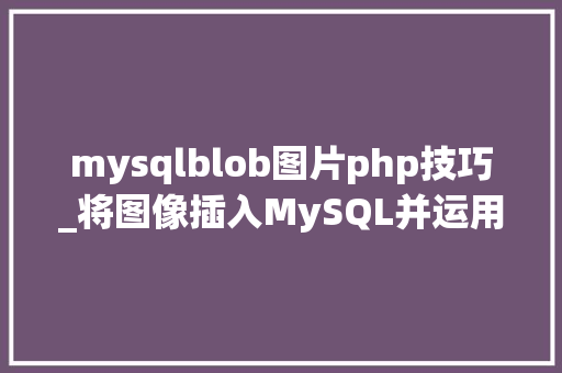 mysqlblob图片php技巧_将图像插入MySQL并运用PHP检索图像