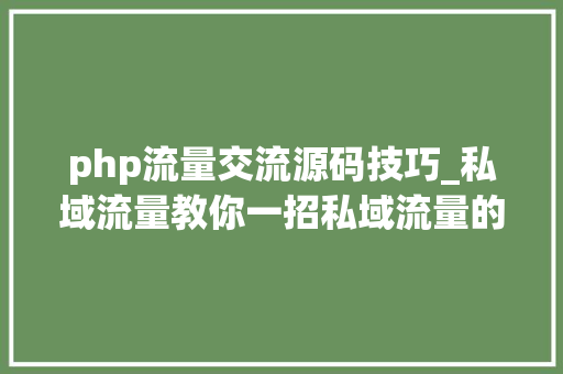 php流量交流源码技巧_私域流量教你一招私域流量的引流新方法可复制的流量交流模式