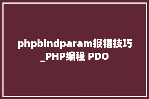 phpbindparam报错技巧_PHP编程 PDO