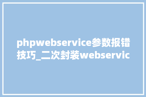 phpwebservice参数报错技巧_二次封装webservice返回数据量过大年夜导致的缺点