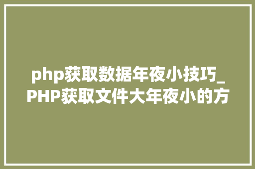 php获取数据年夜小技巧_PHP获取文件大年夜小的方法详解附视频