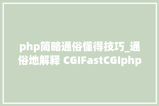 php简略通俗懂得技巧_通俗地解释 CGIFastCGIphpfpm 之间的关系