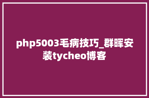 php5003毛病技巧_群晖安装tycheo博客