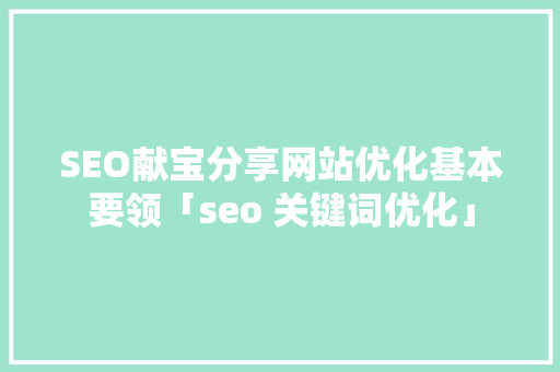 SEO献宝分享网站优化基本要领「seo 关键词优化」