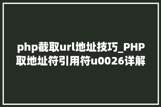 php截取url地址技巧_PHP取地址符引用符u0026详解