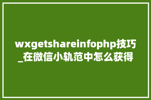 wxgetshareinfophp技巧_在微信小轨范中怎么获得群聊的openGid和名称