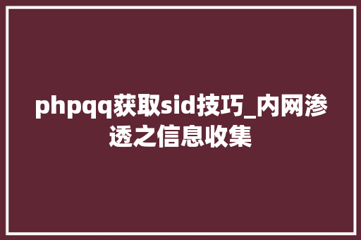 phpqq获取sid技巧_内网渗透之信息收集