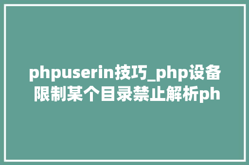 phpuserin技巧_php设备 限制某个目录禁止解析php 限制user_agent