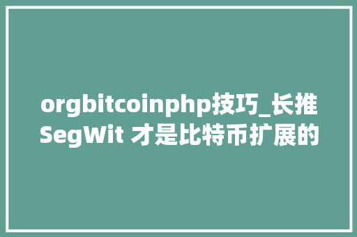 orgbitcoinphp技巧_长推SegWit 才是比特币扩展的最优解决筹划