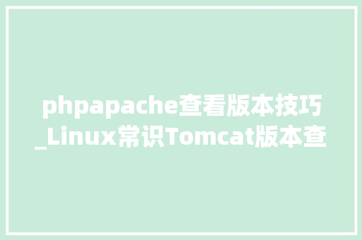 phpapache查看版本技巧_Linux常识Tomcat版本查看方法