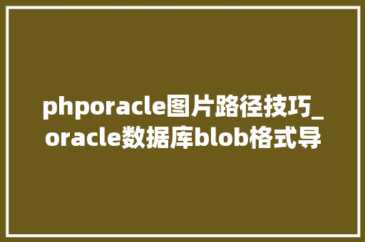 phporacle图片路径技巧_oracle数据库blob格式导出照片小对象