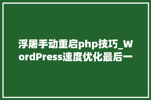 浮屠手动重启php技巧_WordPress速度优化最后一招用Opcache实现前后端全站加速