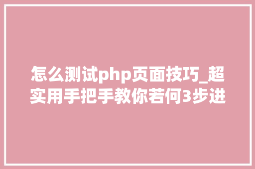 怎么测试php页面技巧_超实用手把手教你若何3步进行Web渗透测试