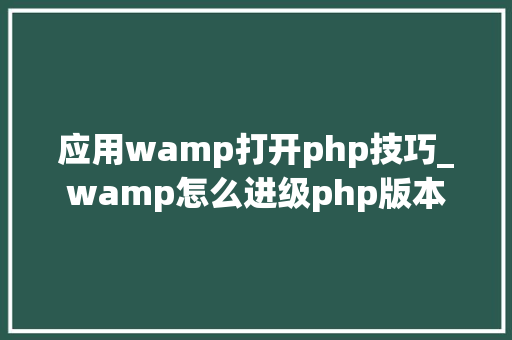 应用wamp打开php技巧_wamp怎么进级php版本