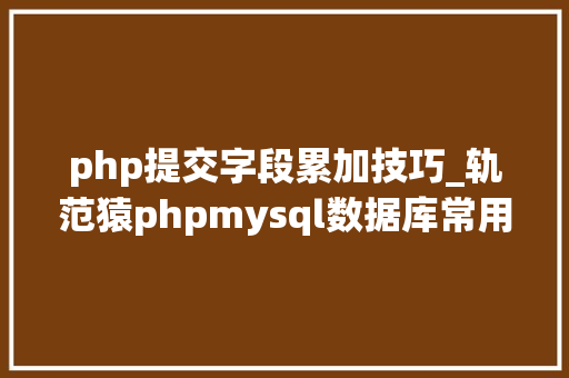 php提交字段累加技巧_轨范猿phpmysql数据库常用函数运算符