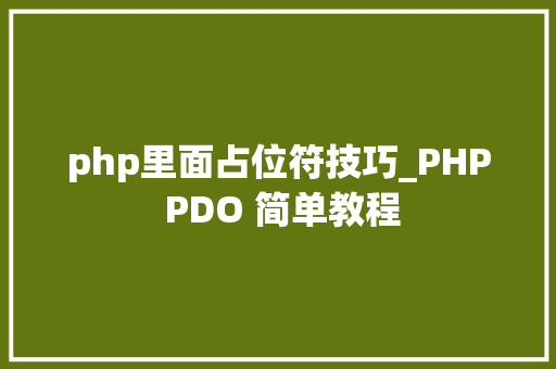 php里面占位符技巧_PHP PDO 简单教程