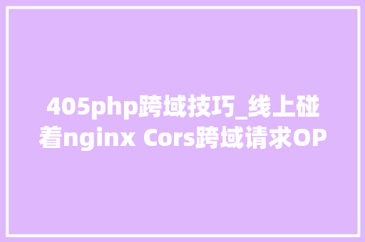 405php跨域技巧_线上碰着nginx Cors跨域请求OPTIONS方法405 Method Not Allowed问题