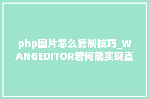 php图片怎么复制技巧_WANGEDITOR若何能实现直接粘贴把图片上传到做事器中