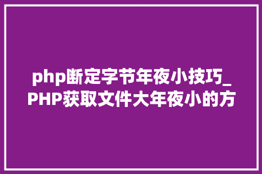 php断定字节年夜小技巧_PHP获取文件大年夜小的方法详解附视频
