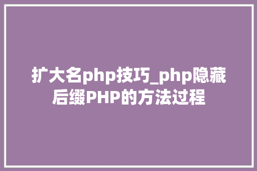 扩大名php技巧_php隐藏后缀PHP的方法过程