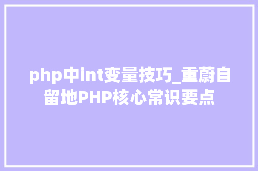 php中int变量技巧_重蔚自留地PHP核心常识要点