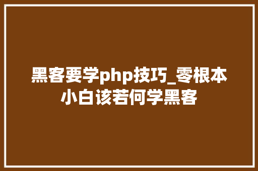 黑客要学php技巧_零根本小白该若何学黑客