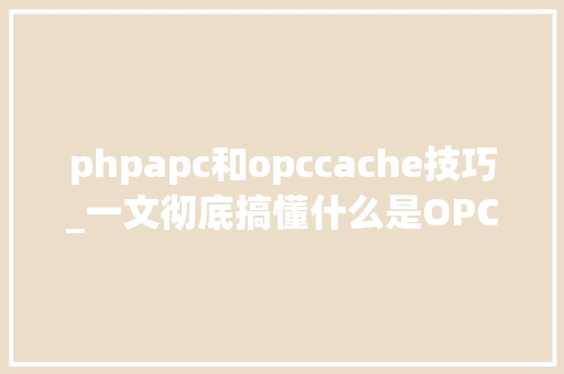 phpapc和opccache技巧_一文彻底搞懂什么是OPC上