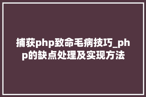 捕获php致命毛病技巧_php的缺点处理及实现方法