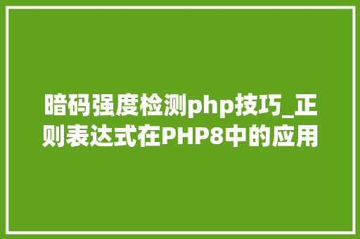 暗码强度检测php技巧_正则表达式在PHP8中的应用案例PHP8常识详解