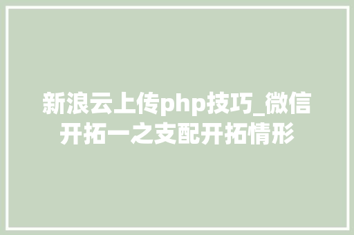 新浪云上传php技巧_微信开拓一之支配开拓情形