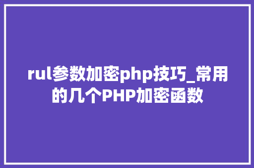 rul参数加密php技巧_常用的几个PHP加密函数
