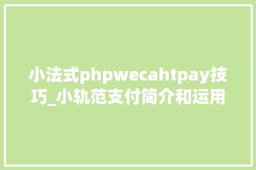 小法式phpwecahtpay技巧_小轨范支付简介和运用操作流程
