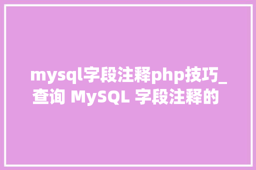mysql字段注释php技巧_查询 MySQL 字段注释的 5 种方法