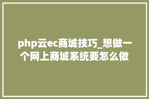 php云ec商城技巧_想做一个网上商城系统要怎么做