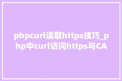 phpcurl读取https技巧_php中curl访问https与CA证书代码示例