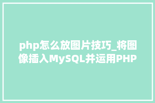 php怎么放图片技巧_将图像插入MySQL并运用PHP检索图像